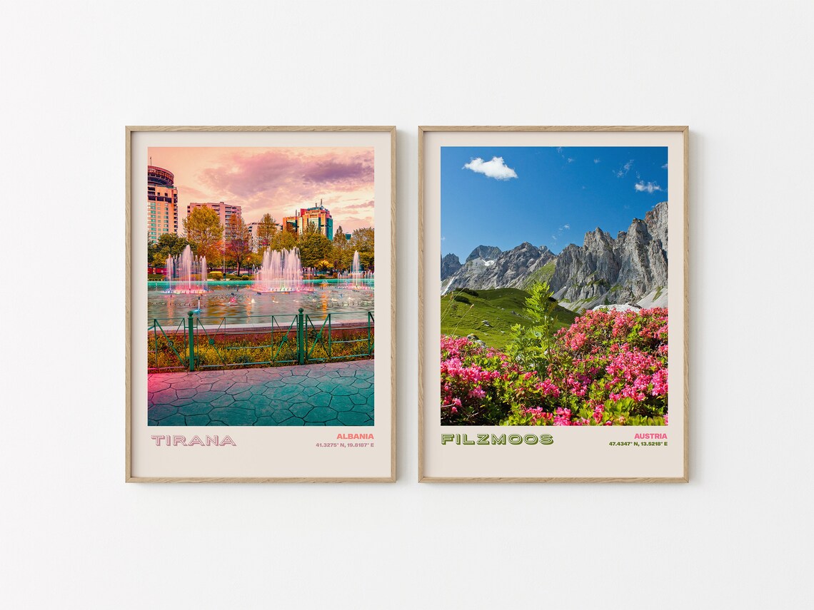 Tirana Albania Sunset Park Dancing Fountains City View Poster - Image 2