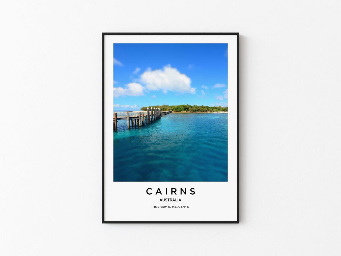 Cairns Australia Tropical Jetty Turquoise Ocean Water Photo Poster
