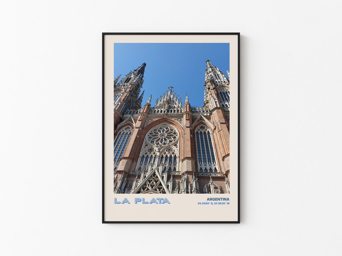 La Plata Argentina Neo Gothic Cathedral Front Facade View Poster - Image 3
