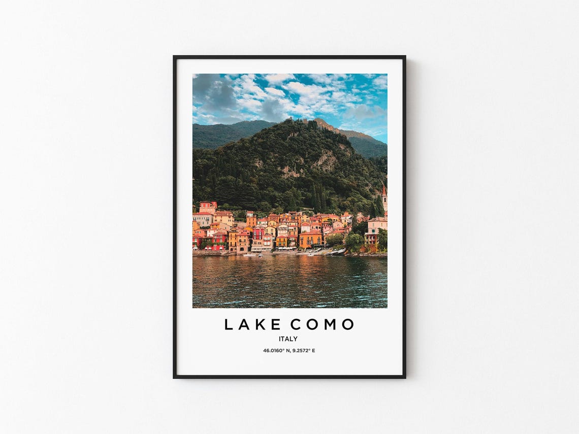 Lake Como Italy Charming Lakeside Village Mountain View Travel Poster