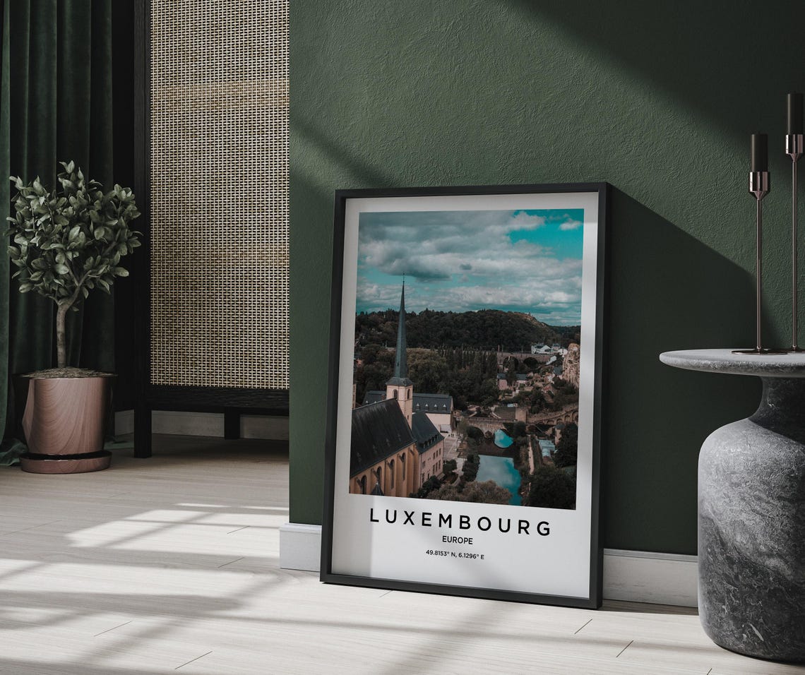 Luxembourg Europe Old Town Church Spire River Valley View Poster - Image 2