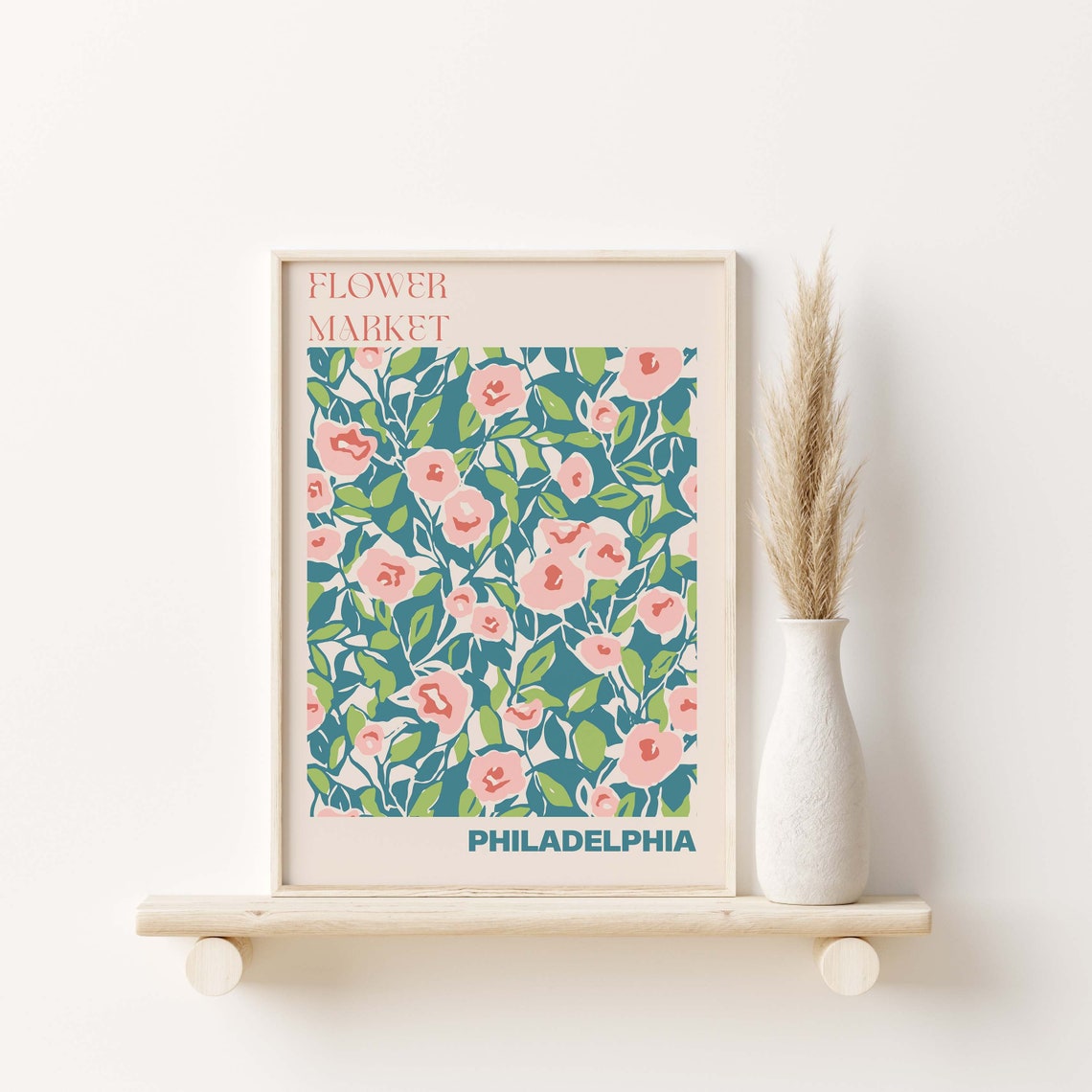 Philadelphia Flower Market Pink Rose Pattern Design Art Poster - Image 3