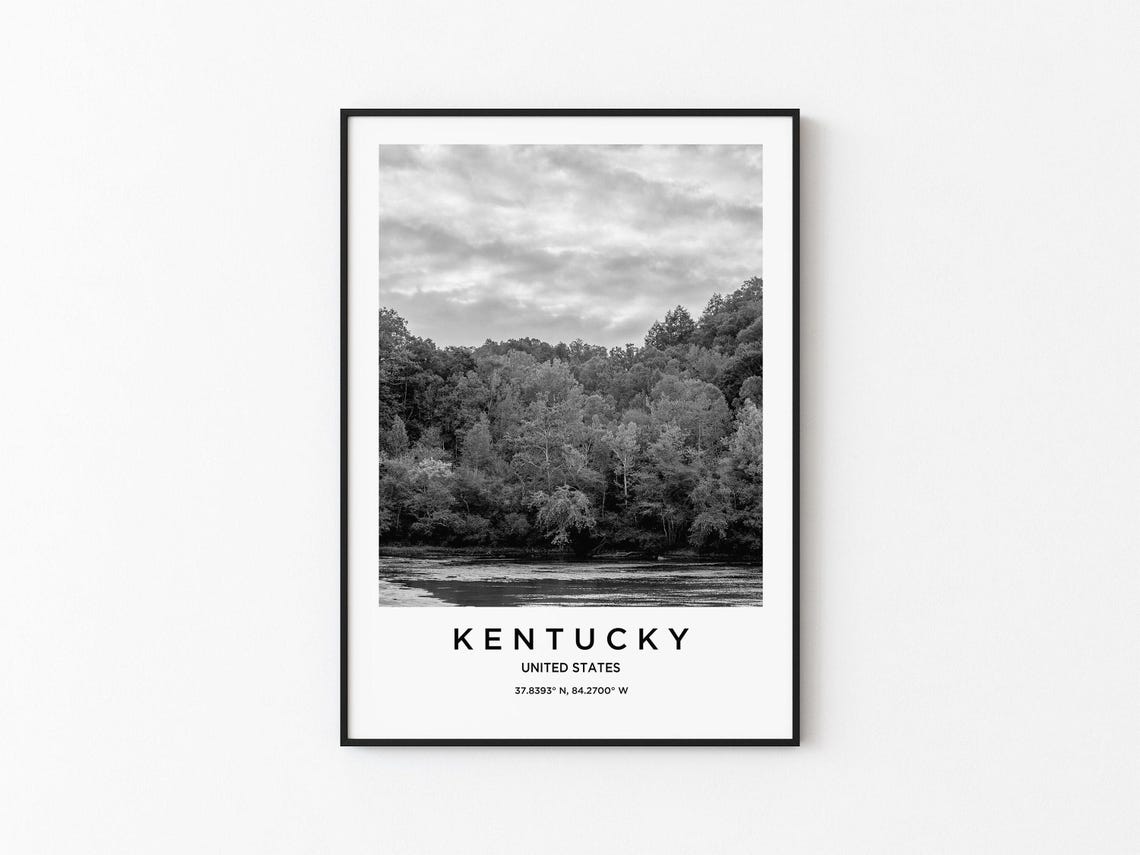 Kentucky Travel Poster, Map Art Print