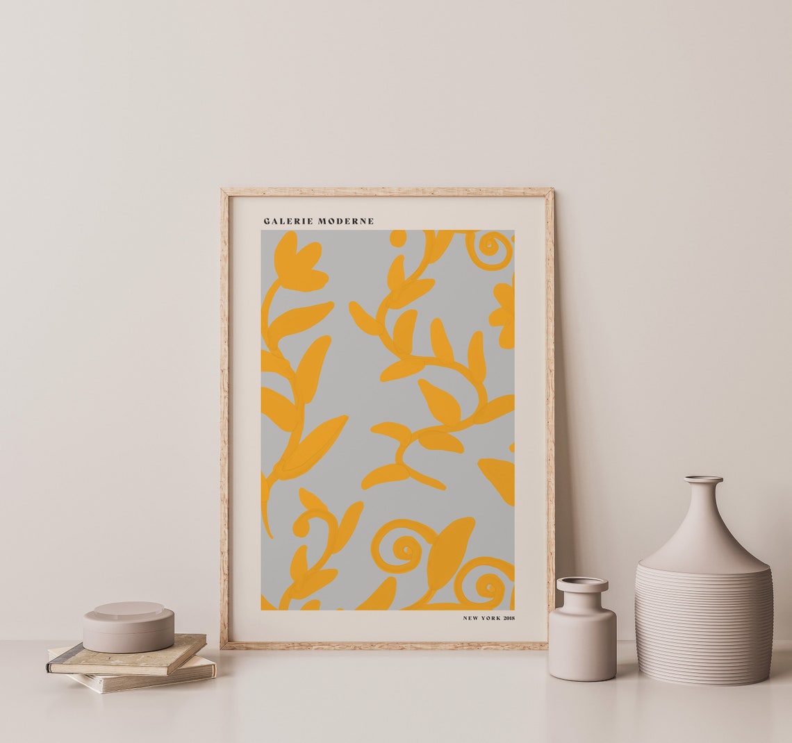 Galerie Moderne Yellow Botanical Vine Gray Modern Abstract Poster - Image 2