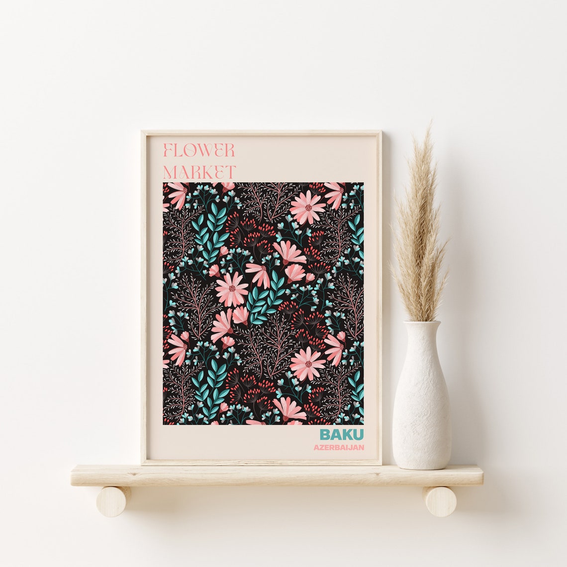 Baku Poster Baku Wall Art Baku Personalised Travel Poster Baku Flower Market Print Floral Wall Baku - Image 2