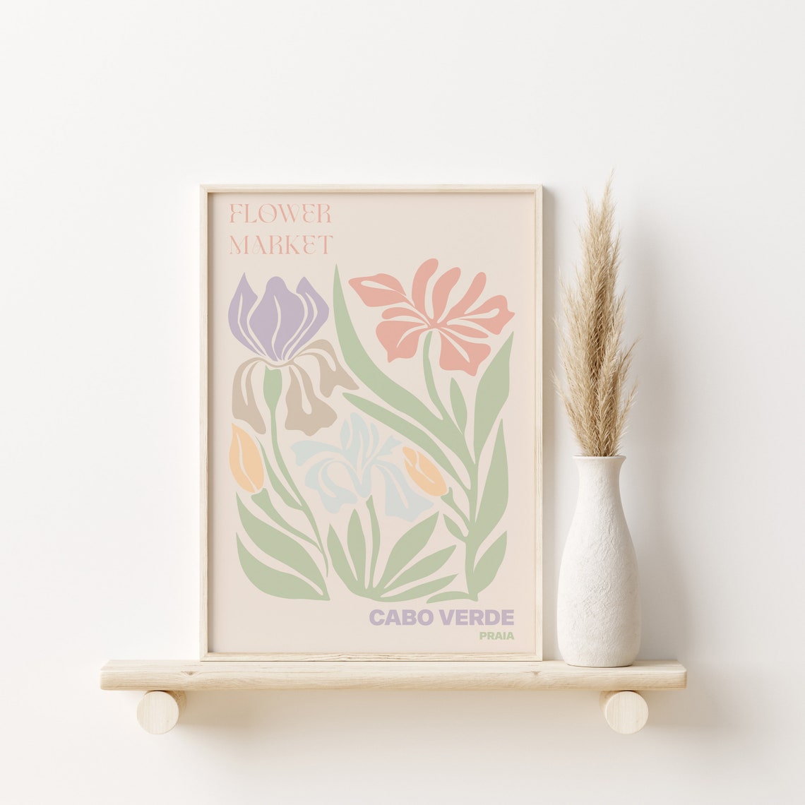 Cabo Verde Praia Graceful Pastel Iris Flower Market Bloom Poster - Image 2