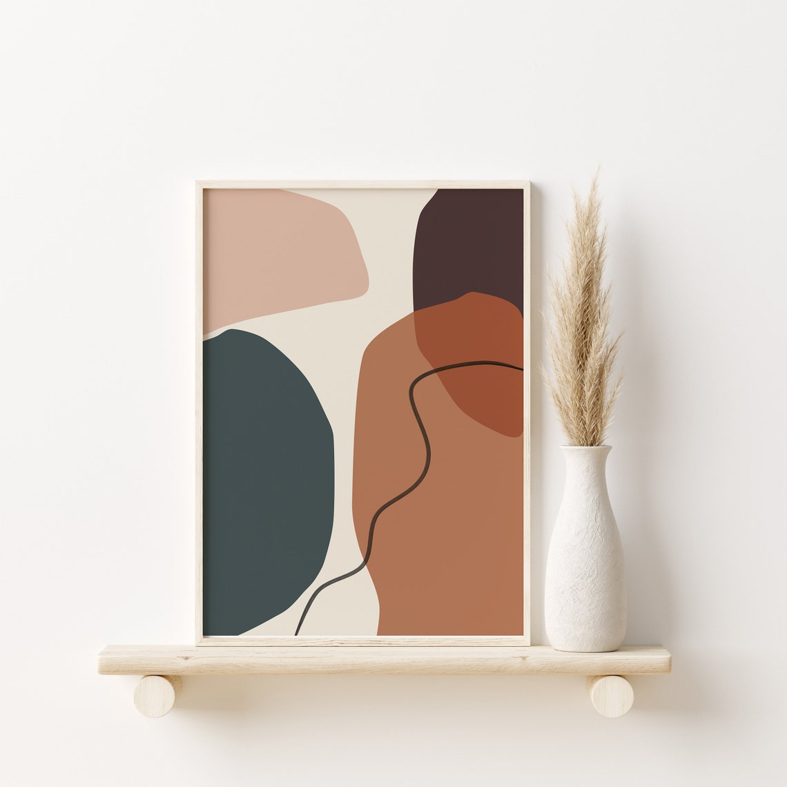 Terracotta Pink Green Boho Abstract Blobs Minimal Art Poster - Image 2