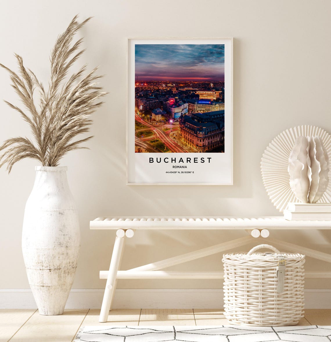 Bucharest Romania Night City Lights Dusk Skyline Photo Poster - Image 3