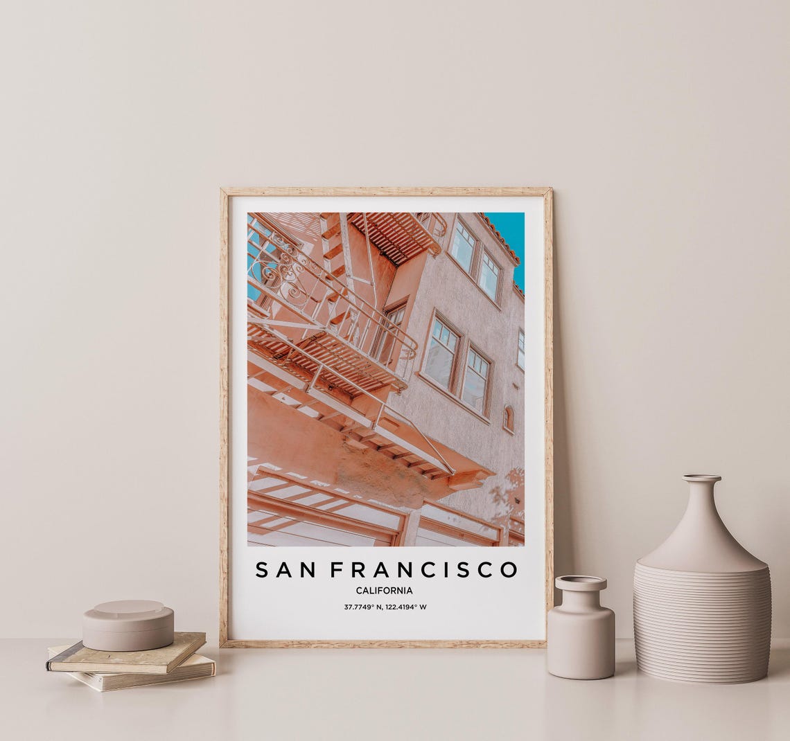 San Francisco California Fire Escape Building Architecture Poster - Image 2