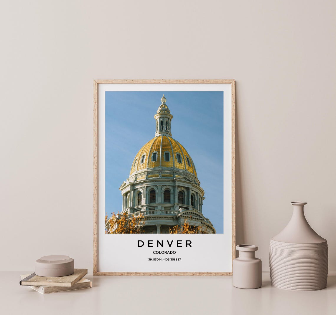 Denver Colorado Golden Dome Capitol Building Clear Blue Sky Poster - Image 2