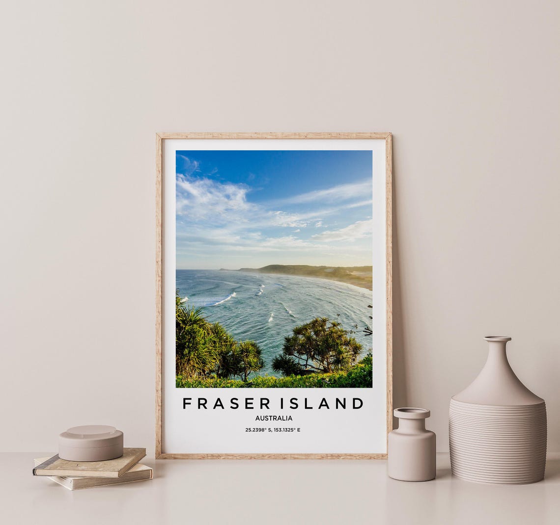 Fraser Island Australia Coastal Cliffs Turquoise Surf Travel Poster - Image 2