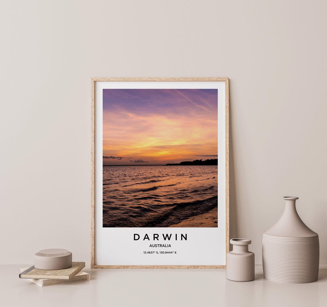 Darwin Australia Golden Ocean Sunset Waves Minimalist Travel Poster - Image 2