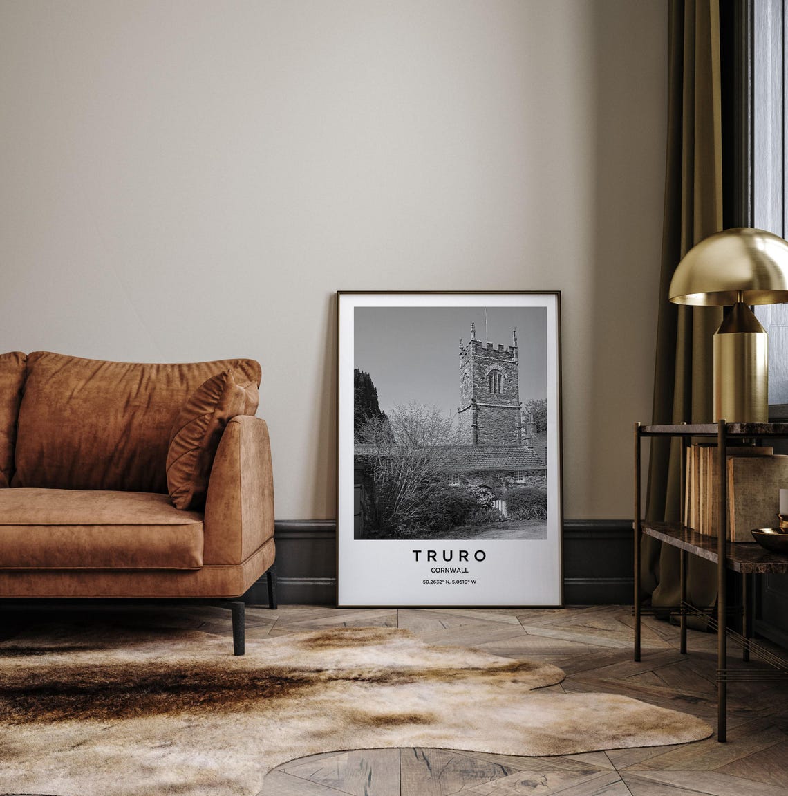 Truro Cornwall Historic Stone Church Tower Black and White Poster - Image 3