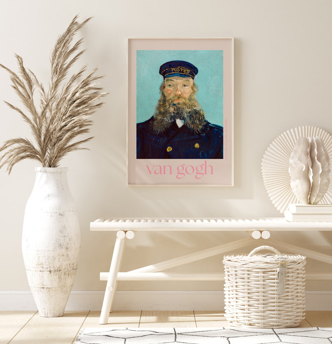 Van Gogh The Postman Roulin Portrait with Blue Cap Art Poster - Image 3