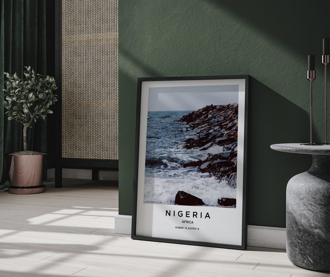 Nigeria Africa Powerful Waves Crashing Over the Rocky Shore Poster - Image 2