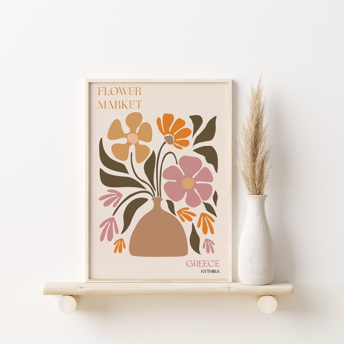 Flower Market Greece Kythira Vase Bouquet Terracotta Warm Poster - Image 3