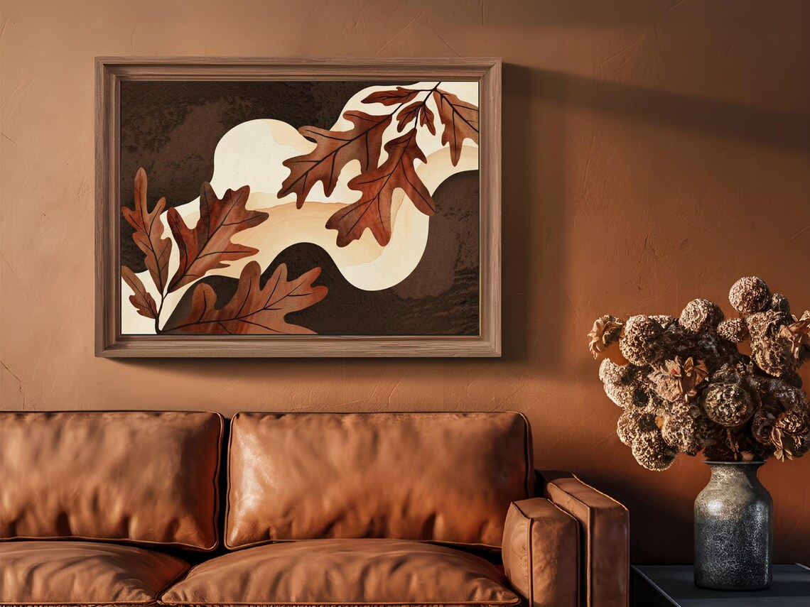 Dried Oak Leaves Autumn Rust Watercolor Botanical Nature Poster - Image 2