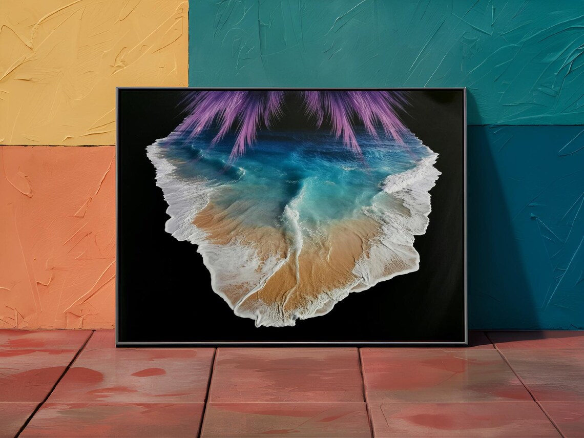 Arial Tropical Beach Minimalistic Art Print Nature Decor Wall Room - Image 3