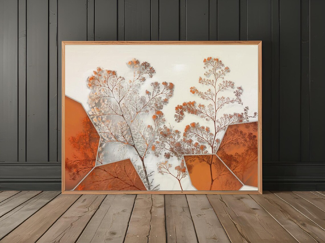 Delicate Branch Amber Glass Geometric Botanical Minimal Art Print