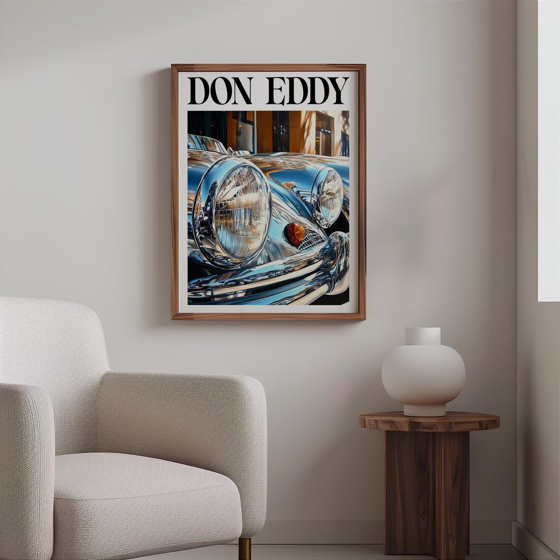 Don Eddy Style Chrome Vintage Car Front Grille Headlight Detail Poster - Image 2