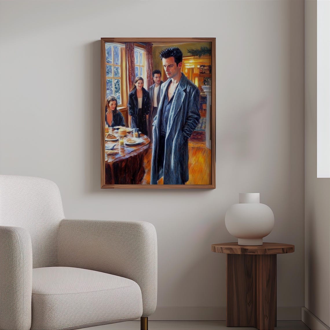 Man in Long Coat Breakfast Table Restaurant Narrative Scene Print - Image 2