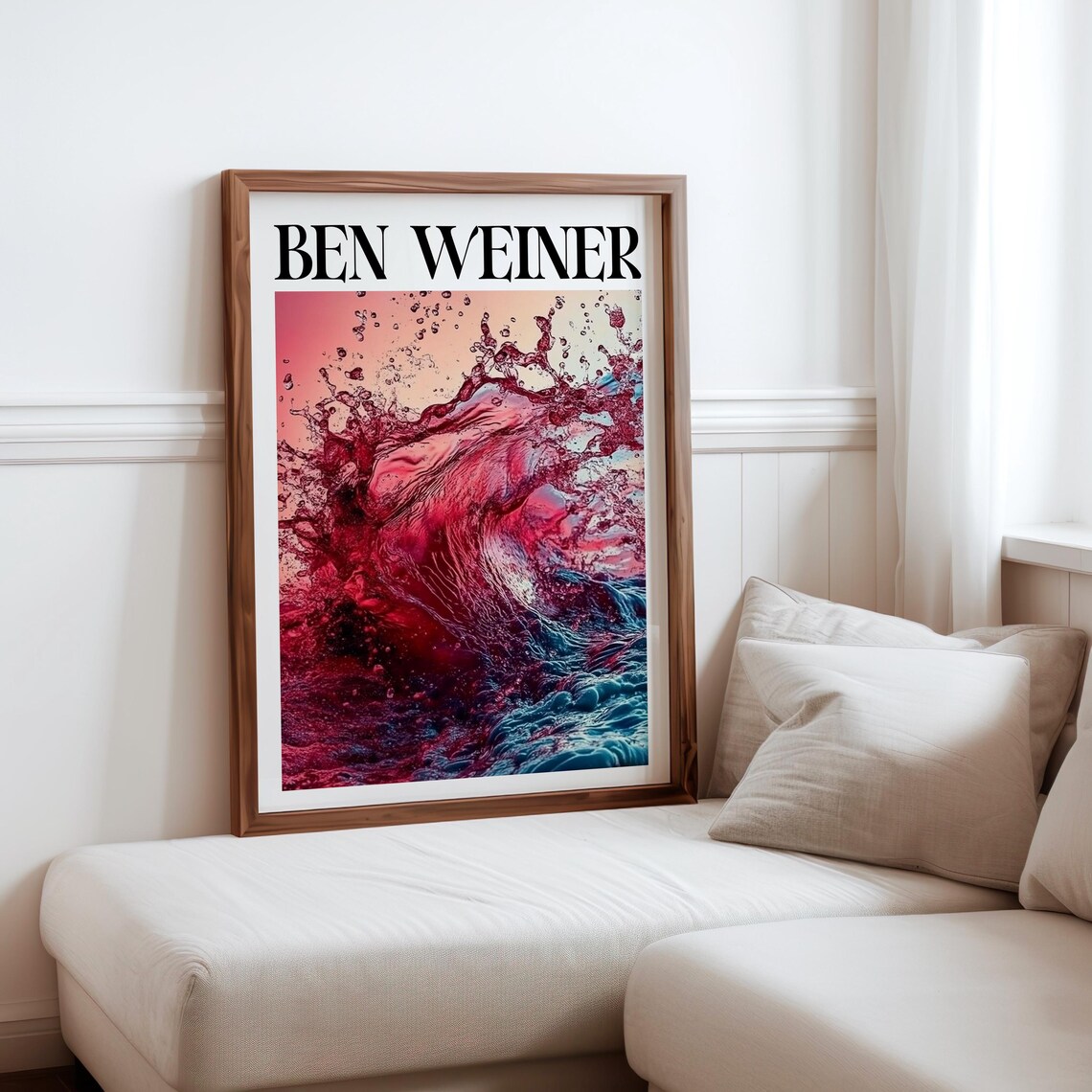 Ben Weiner Inspired Crimson Liquid Splash Wave Abstract Art Print