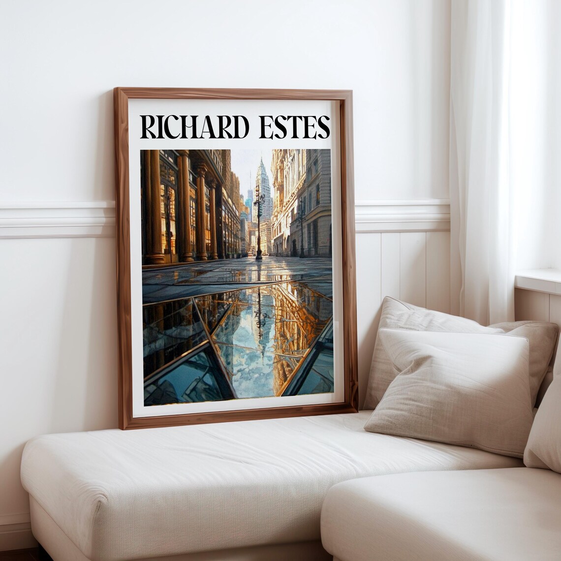 Classical Columns Canyon Golden Mirror Shards Photorealism City Poster