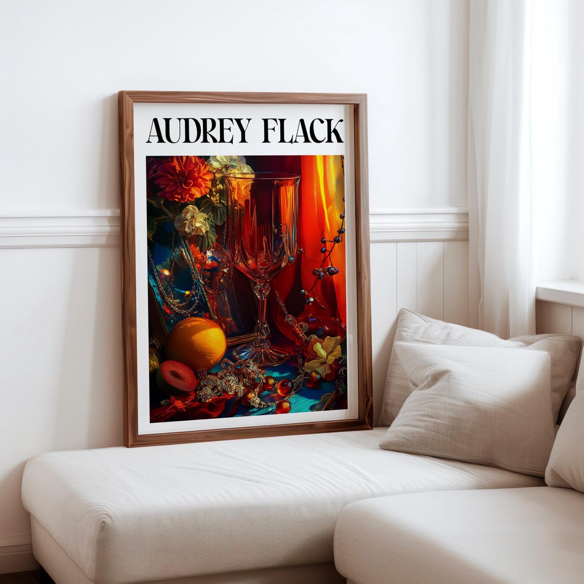Audrey Flack Red Crystal Glass Flowers Fruit Still Life Poster