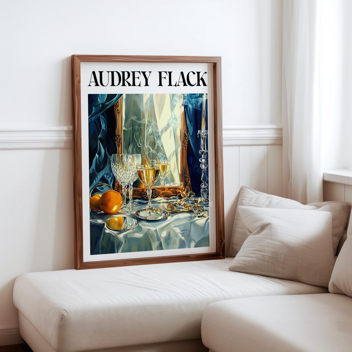 Audrey Flack Inspired Crystal Wine Glasses Sheer Curtains Poster