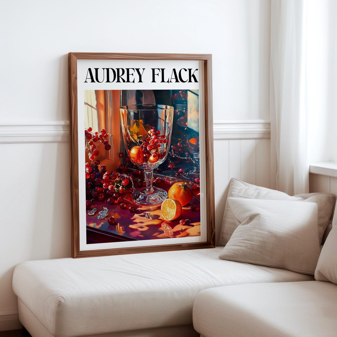 Audrey Flack Crystal Goblet Red Berries Citrus Still Life Art Print