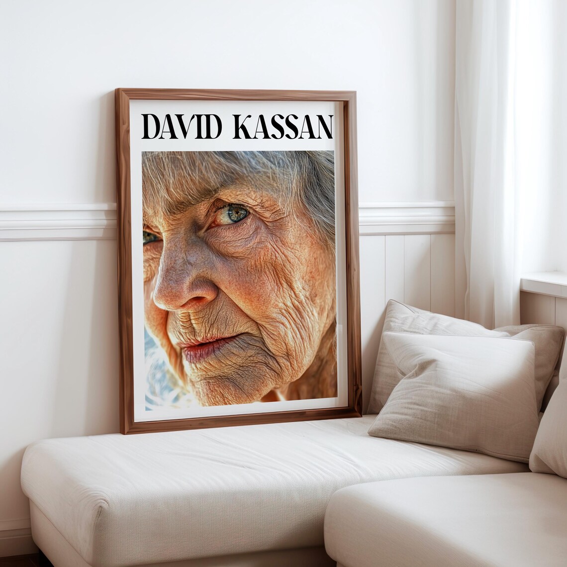 David Kassan Style Aged Woman Sunlit Face Photorealism Portrait Poster