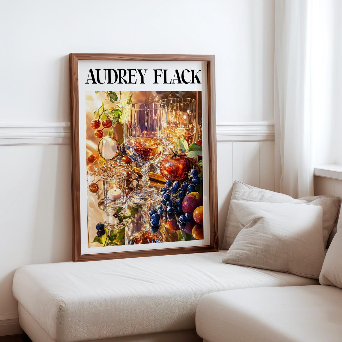 Audrey Flack Champagne Flutes Berries Candlelight Still Life Poster