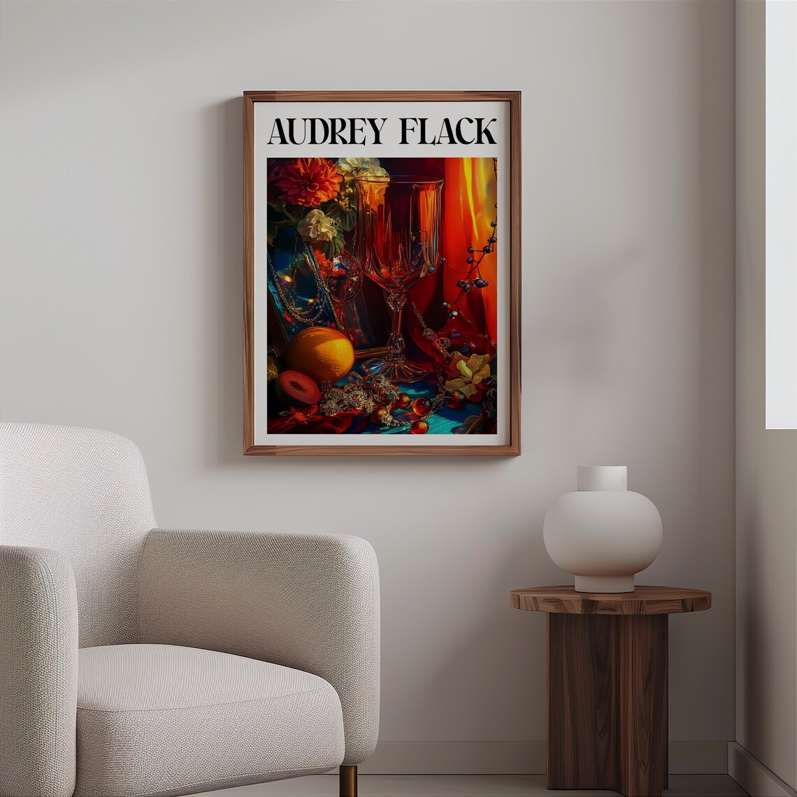 Audrey Flack Red Crystal Glass Flowers Fruit Still Life Poster - Image 2