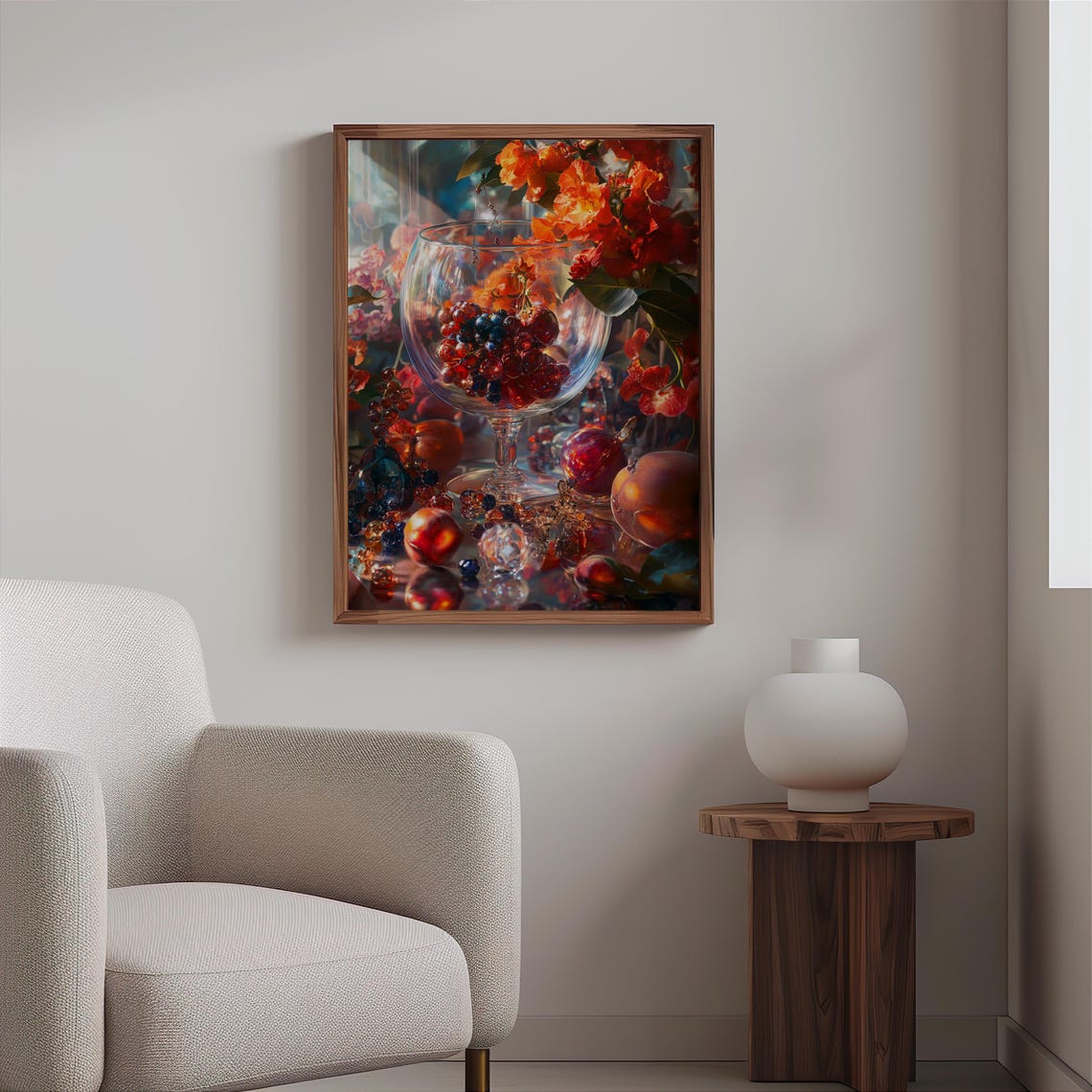 Wine Glass Filled with Grapes and Berries Still Life Poster Art - Image 2