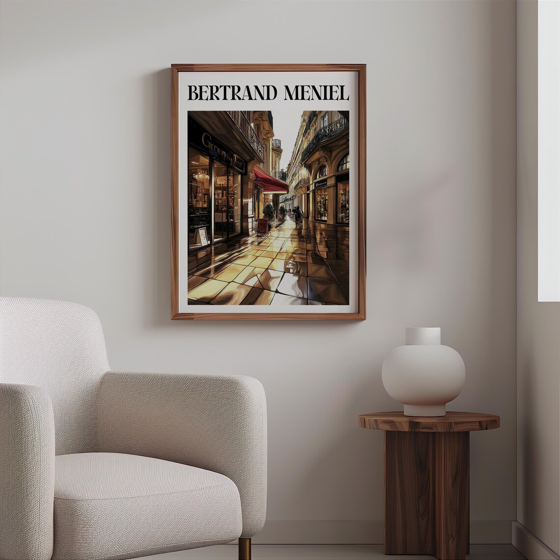 Bertrand Meniel Inspired Paris Boutique Street Red Awning Rain Poster - Image 2