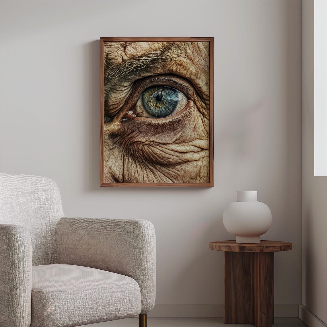 Weathered Elderly Eye Blue Iris Macro Hyperrealist Portrait Poster - Image 2