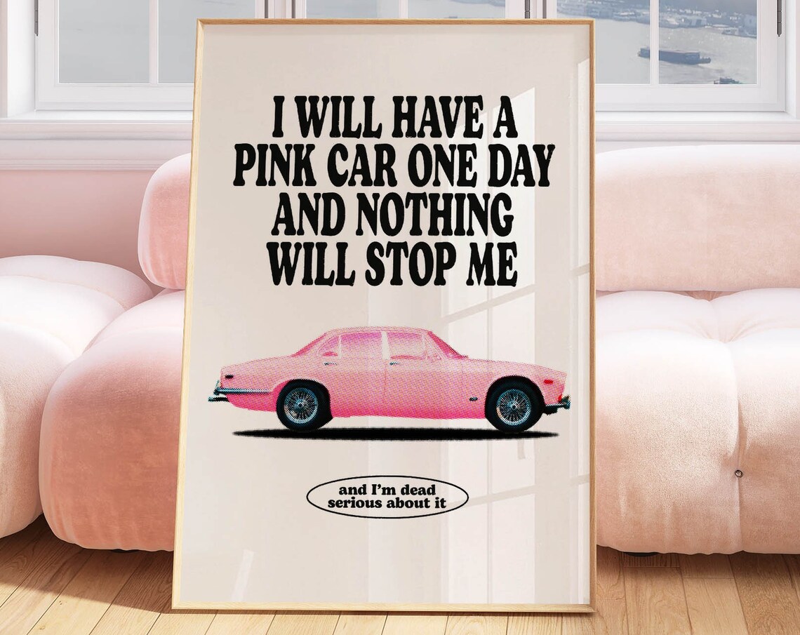 Retro Preppy Aesthetic Poster, Girly Wall Art