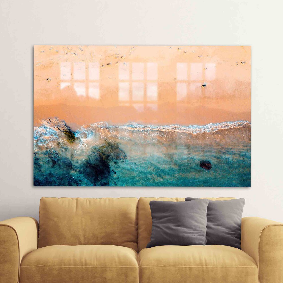 Glass Tempered Sea Landscape Wave Wall Art Print