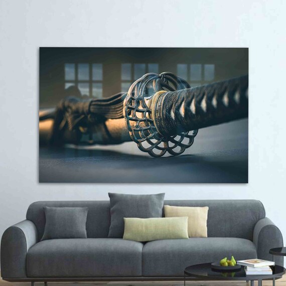 Samurai Katana Sword Close Up With Tsuba Guard Detail Wall Art