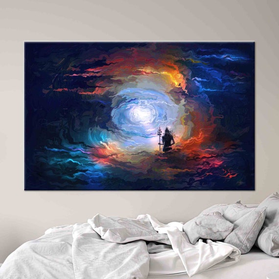 Personalized Gift For Mom Abstract Wall Art Modern Canvas Lord 3d Hinduism Artwork Holiday Decor Home