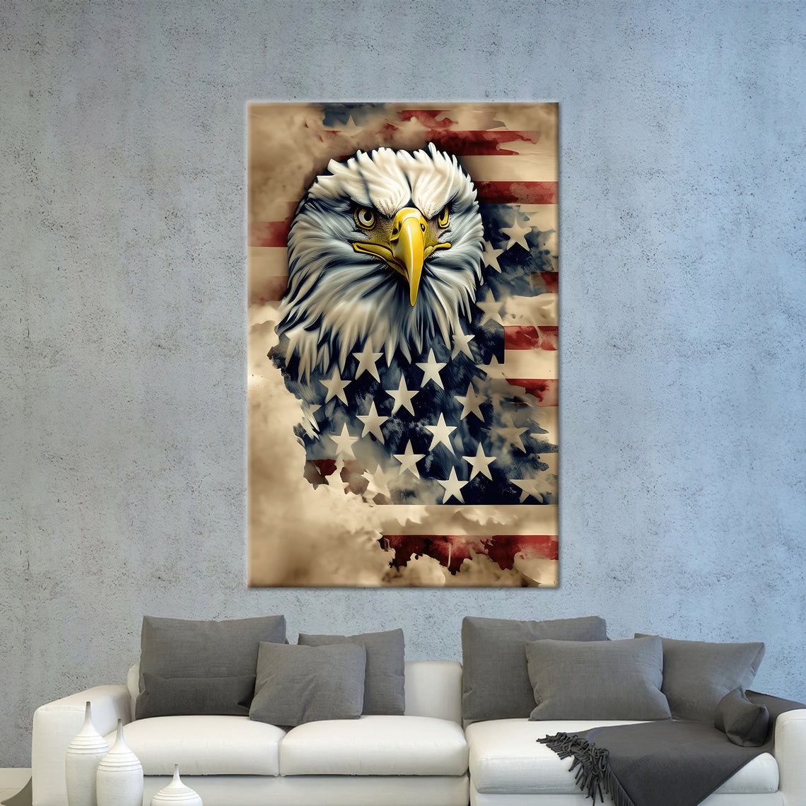 Bald Eagle American Flag Stars Stripes Patriotic Wildlife Poster
