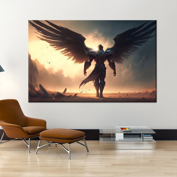 Warrior Angel Canvas Gift Modern Art Wall Christmas Decor Minimalist Bedroom