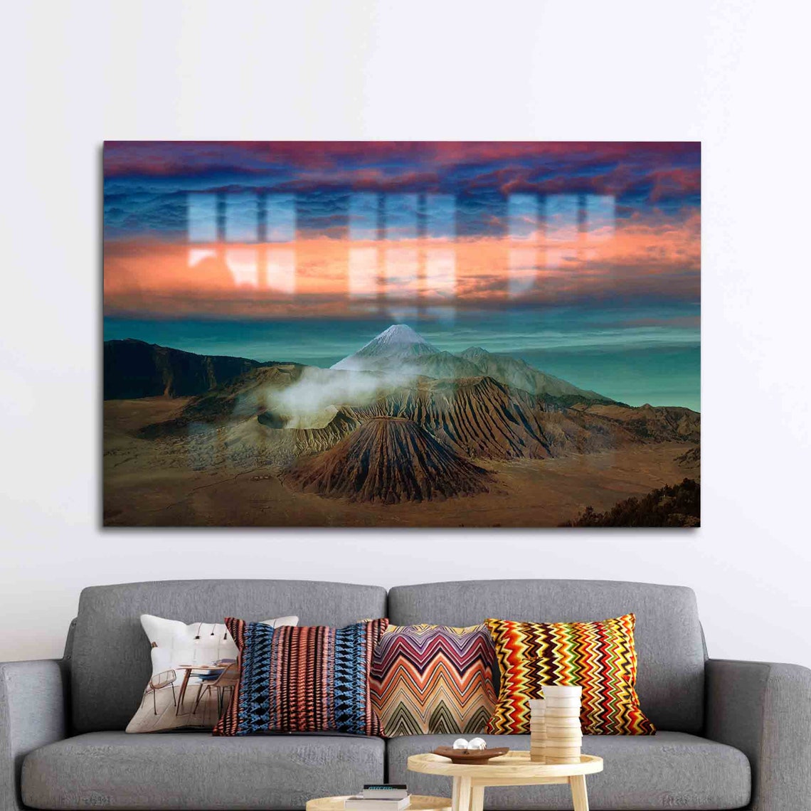 Mount Bromo Volcano Sunrise Dramatic Red Sky Indonesia Photo Poster