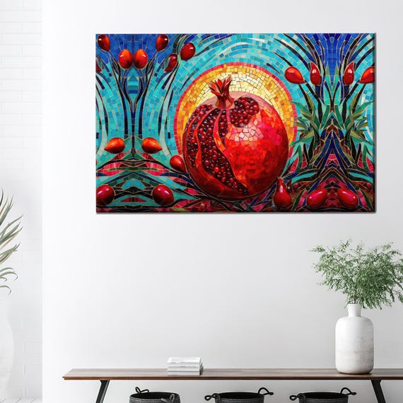 Blue Canvas Art Abstract Wall Decor Modern Gift Bedroom Pomegranate Poster Baby Girl Personalized