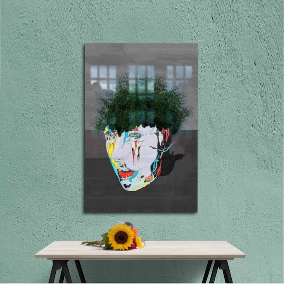 Abstract Upside Down Face Colorful Street Modern Portrait Art Poster