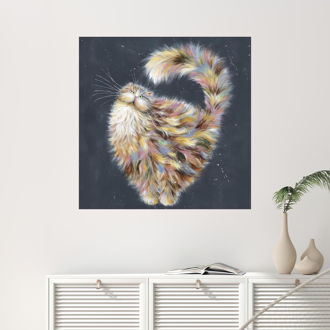 Abstract Cat Art Print, Personalized Gift for Mom