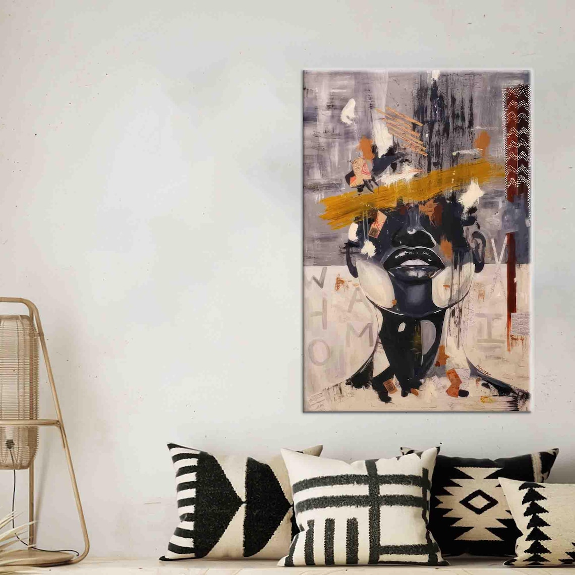 Abstract African Woman Portrait Modern Expressionist Painting Art Poster