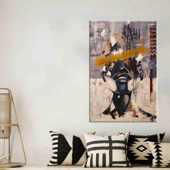 Abstract African Woman Portrait Modern Expressionist Painting Art Poster