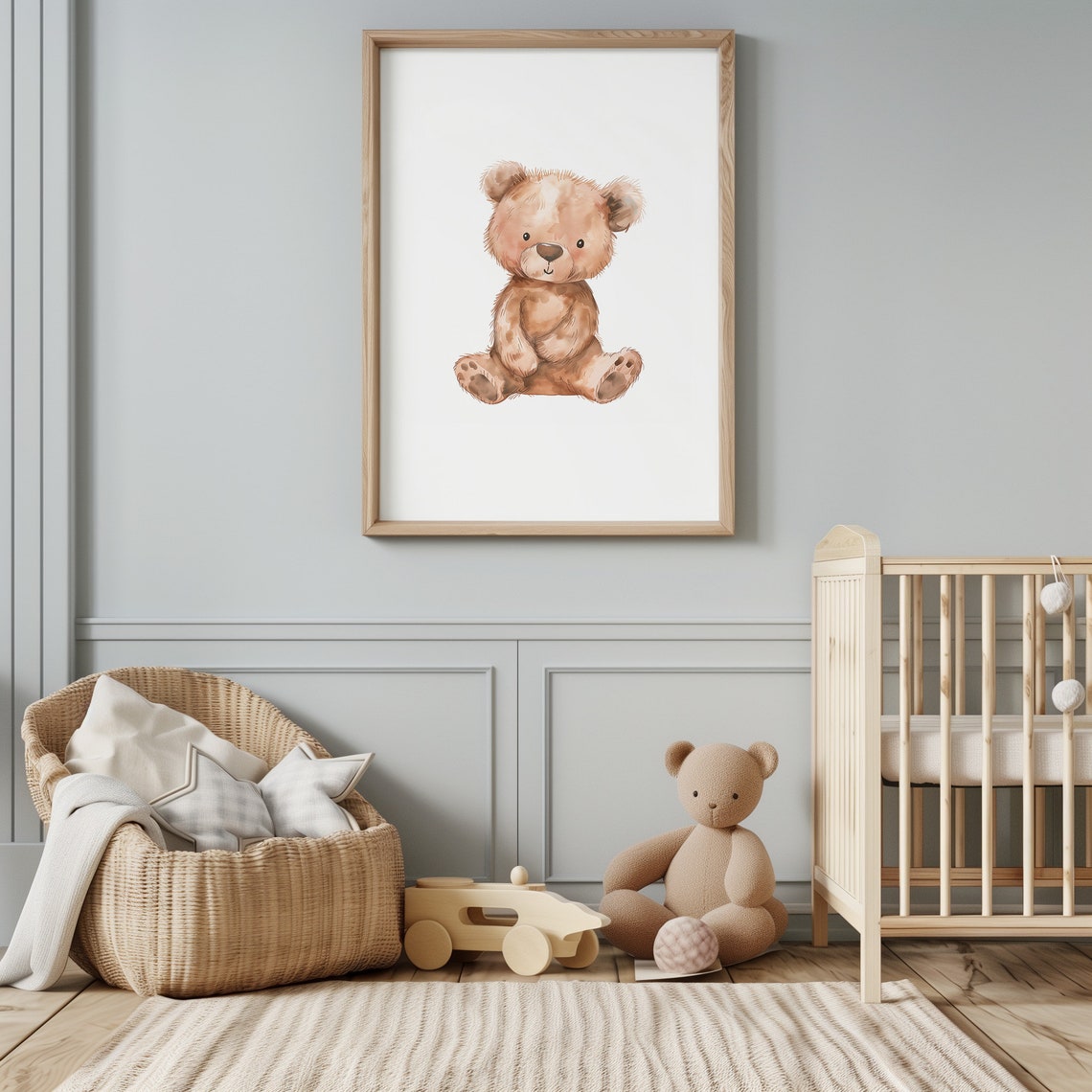 Cute Brown Teddy Bear Watercolor Baby Nursery Room Decor Print - Image 4