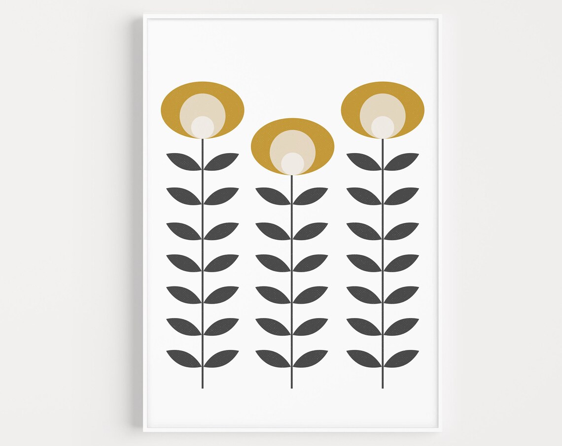 Scandinavian Mid Century Modern Folk Art Print